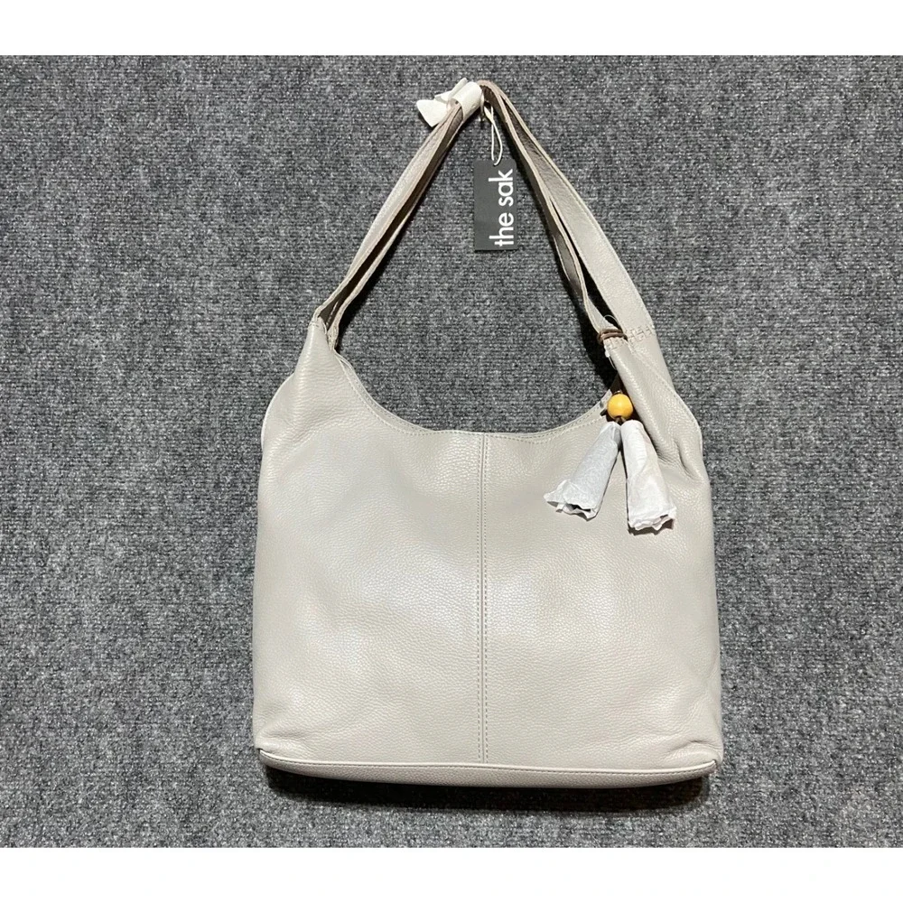The Sak Huntley Leather Hobo Bag Light Smoke Grey Shoulder Bag NWT 108506